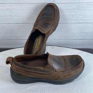 Skechers Men's 8.5 Superior-Gains 63697 Moc Toe Slip On Leather Loafers everyday